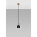 Miniatyrbillede 2 af 6: Sollux Lighting Qubic Dome Pendel Loftslys Sort Beton, Naturtræ
