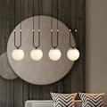 Miniatyrbild 3 av 6: Emibig GLAM Glam Globe Bar taklampa svart med vit glasskärm, 4x E14