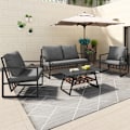 Miniatyrbild 3 av 8: Trädgårdsmöbler Sittgrupp Trädgårdsset, Gardenlounge för 4 personer, med Soffa, Soffbord & Kuddar Black