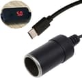 Miniatyrbillede 1 af 11: Type C Biloplader USB C Cigarettænder Adapterkabel til Biltur Rejse null - 70cm