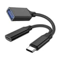 USB C OTG-adapter med snabbladdning PD10W 2-i-1 USB C-splitter för bärbar dator Black