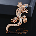 Miniatyrbillede 3 af 3: Luksuriøs retro skinnende sort diamant stor firben broche dame tilbehør simpel og alsidig{EE}