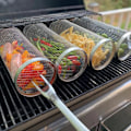 Miniatyrbilde 2 av 5: Ny 2024 Rullende Grillkurv i Rustfritt Stål - Bærbar 12-tommers Grillverktøy for Utendørs Matlaging. Non-Stick Grønnsaksgrillkurv. 30x9cm