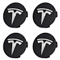 Miniatyrbillede 1 af 3: Hjulkapsel Emblem Mærkat til Tesla Model 3 Model Y Navkapsler Fælgbeklædning Hvidt Emblem & Mat Sort Baggrund
