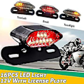 Miniatyrbillede 3 af 5: (sort beslag rød hætte) 12v motorcykel integreret bremse blinklys baglygte nummerpladeholder LED{EE}
