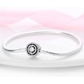 Miniatyrbild 3 av 6: AVEKI 925 Sterling Silver Ormkedjearmband Fullt Kompatibelt med Pandora Berlocker, Sött Kloarmband med Blankt Runt Spänne Berlock Transparent CZ