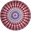 Miniatyrbillede 1 af 2: Badehåndklæde 150 X 150cm Rundt Badehåndklæde Oversized Tykt Tæppe, Mikrofiberstof Med Bomuldsfryns, Fancy Print Mandala Pink Chiffonsjal Stort