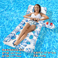 Miniatyrbillede 1 af 11: Ny oppustelig flydende række udendørs foldbar ryglæn klemme net flydende seng vand oppustelige forsyninger loungestol flydende seng Blue floating row with backrest EU patent CE certification