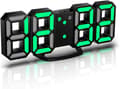3D LED Digital Väggklocka, 3D LED Väggklocka, Grön