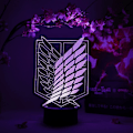 Miniatyrbillede 4 af 8: Scout Regiment Symbol Otaku Lampe – Attack on Titan – Anime Lampe Figur Natlampe, 16 Farver RGB LED – Fjernbetjening