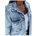 Miniatyrbilde 2 av 6: Løs denimjakke for kvinner, avslappet topp i denim{EE} XL