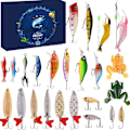 Miniatyrbilde 1 av 2: Fiske Adventskalender 2024 - Fiskesluksett, Fiskeutstyr for Voksne Menn Gutter, Fisketilbehør (26 stk)-Xin
