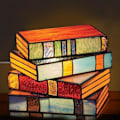 Miniatyrbillede 1 af 5: Stained glass stak bog lampe, stak bog glas lampe natlampe, læselamper bordlampe, belysning boglamper, bordlampe boligindretning