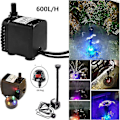 Miniatyrbilde 3 av 5: 600l/t 4 LED Elektrisk Vannpumpe Fontene Liten Fontene Utendørs Hage Fiskedam EU Plug