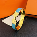 Miniatyrbilde 1 av 4: H-Armbånd, 18K Alfabetlås for Menn og Kvinner, Armbånd i Rustfritt Stål, Pararmbånd, Gull og Lyseblå{ee] Gold and Light Blue