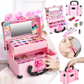 Miniatyrbillede 3 af 11: Vaskbart Makeup Skønhedssæt til Børn Interessant Tidlig Pædagogisk Legetøj Nyhedsartikel Nytårsgave Pink Black