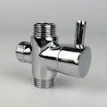 Miniatyrbillede 1 af 5: Omskifterventil, Han G1/2 Messing Vandhane T-adapter Krom Badeværelse Bruser Vandhane Tilbehør Vand Omskifter 3-Vejs Han Påfyldningsventil