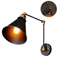 Miniatyrbillede 1 af 5: E27 Industri Væglampe Justerbar Svingarm Væglampe Vintage Soveværelse Væglamper Sengelampe Black