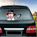 Miniatyrbillede 1 af 4: Bagrude Viskerblad Mærkat Jule Snemand Vinker Vinkende Viskerblad Sticker 3D Animeret Sjov Jul (Sneskovl Snemand med Sort Hat)