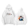 Vinterfôret hettegenser med tegneserietrykk, unisex varm hettegenser A-Fox-White XL