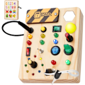 Miniatyrbilde 1 av 6: Montessori Aktivitetsbrett for Småbarn, 27 LED-lys Montessori Leker for 1-6 År, Sensorisk Leke i Tre for Gutter og Jenter, Gaver