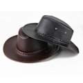 Miniatyrbillede 5 af 5: Sort jungle bull læderhat, Western hat, Australsk hat, cowboyhat