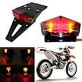 Miniatyrbillede 1 af 3: Universal LED baglygte til offroad motorcykel med bremselys og blinklys, sort + rød{hh]