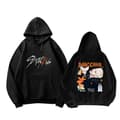 Vinterfleece hettegenser for menn og kvinner med trykt tegneseriegrafikk uformell hettegenser B-Wolf-Black XXL