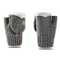 Varma Stickade Vantar Flip Konvertibla Fingerlösa Varma Polar Fleece-vantar Light grey