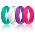 Silicone Ring for Women, 4-Pack Glitter Breathable Silicone Rings