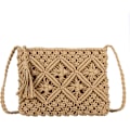 Miniatyrbild 1 av 5: Handvävd Crossbody-väska för damer, Sommarstrandväska, Vävd handgjord axelväska