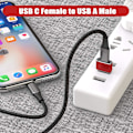 Miniatyrbillede 2 af 4: 3-pak USB C-adapter, Type C hun til USB A han opladerkabelkonverter til Apple Watch Ultra iWatch Series 8 7 9, iPhone 11 13 14 16 Plus Max Pro