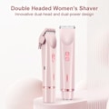 Miniatyrbillede 3 af 6: 2-i-1 Bikini Trimmer Elektrisk Barbermaskine til Kvinder, Vandtæt, Hårfjerning til Barbering af Ben, Arme, Armhuler, Ansigt Pink, Dobbelt Hoved, Type-C blue