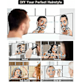 Miniatyrbillede 4 af 5: 360 Frisørspejl 3-Sidet Frisørspejl Bærbart Hængespejl Justerbar Højde Sammenklappeligt Makeupspejl til Frisør Barbering Me{EE}
