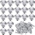 24 silver cabinet knobs, round kitchen drawers, drawer knobs