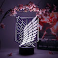 Miniatyrbillede 2 af 8: Scout Regiment Symbol Otaku Lampe – Attack on Titan – Anime Lampe Figur Natlampe, 16 Farver RGB LED – Fjernbetjening