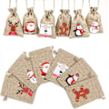 Miniatyrbild 3 av 5: Jul Jute Säckar, Jul Jute Linne Säckar med Dragsko Present Godisväska för Julgåvor (24)...