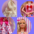 Miniatyrbilde 10 av 10: Nydelig Barbie Dukkesett Mote Skrivebord Dekorativt Rekvisitter Gave til Gutter Jenter Barn (Tilfeldige Klær) Set A (6pcs)