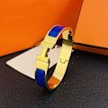 Miniatyrbillede 1 af 4: H-Armbånd, 18K Alfabetlås til Mænd og Kvinder, Armbånd i Rustfrit Stål, Pararmbånd, Guld og Mørkeblå{ee] Gold and Dark Blue