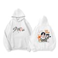 Hettegenser med tegneseriefigurer, vinterfleecegenser, unisex D-Rabbit-White L