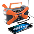 Miniatyrbild 1 av 5: 10000mAh Soldriven Nödradio med Vev, med Ström för Handvev, Ficklampa, USB Multifunktionsradio, Orange