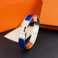 Miniatyrbillede 1 af 4: H-Armbånd, 18K Alfabetlås til Mænd og Kvinder, Rustfrit Stål Armbånd til Par, Sølv og Mørkeblå{ee] Silver and Dark Blue