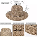 Miniatyrbilde 4 av 5: Sommer Stråhatt, Bredbremmet Sammenleggbar Dame & Herre, One Size, Strandhatt beige + milk white