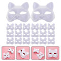 Miniatyrbild 4 av 4: 20 st Odekorerade Kattmasker Papper Odekorerade Masker Gör-det-själv Handmålade Kattmasker Rekvisita Vita White 18.00X17.00X6.00CM
