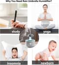 Ultraljuds Luftfuktare För Sovrum Med 7 Färg LED-lampor Fjärrkontroll Aromaterapi Diffuser Roterande Regndropps Paraply Design Idealisk Hemgåva