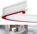 2m Self-Adhesive Shower Strip, 4 cm High Waterproof Rubber Strip for Bathroom and Kitchen, Shower Threshold / Water Barrier White White
