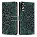 Miniatyrbilde 1 av 4: Frostet Lærveske for Mandala Emed Retro Telefon Gree{ee} Green For Samsung Galaxy S24 FE 5G