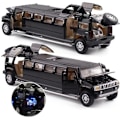 Pikkukuva 2 / 5: Korkea simulaatio 1:32 Alloy Hummer Limousine Metallinen painevalettu automalli Vedä taaksepäin Välkkyvä Musikaalinen lasten leluajoneuvo Black