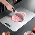 Titan skärbräda, skärbräda i rostfritt stål, dubbelsidig titan för köttskärning, skärbräda för frukt 39*28cm