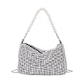 Miniatyrbillede 1 af 5: Glitrende Rhinestone Skuldertaske Aften Dame Luksus Skinnende Håndtaske Crossbody Taske, 1 stk - sølv